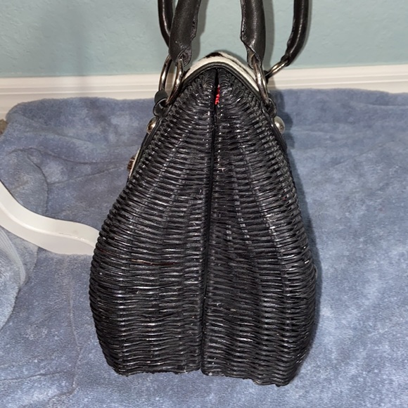 RARE Like new Adrienne Vittadini | vintage 90's wicker bag calf hair - Picture 4 of 16